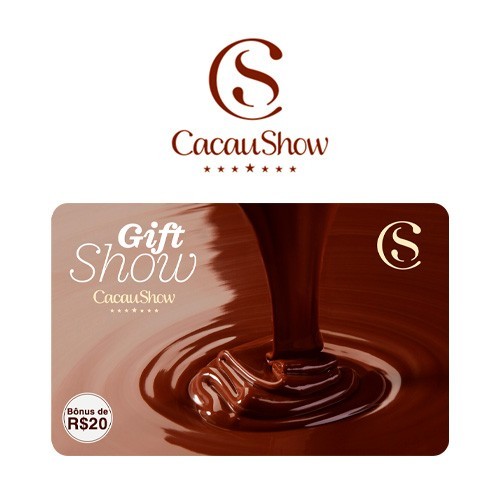 Carto Presente Cacau Show Bnus R$ 20 Virtual
